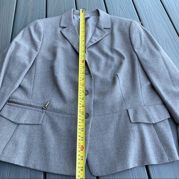 AKRIS Punto Gray Oatmeal Wool Blazer Size 14 - Picture 10 of 12